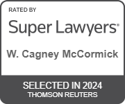 Super Lawyers rating badge for W. Cagney McCormick, selected in 2024 by Thomson Reuters.